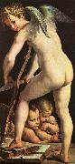 Girolamo Parmigianino Cupid Carving his Bow oil